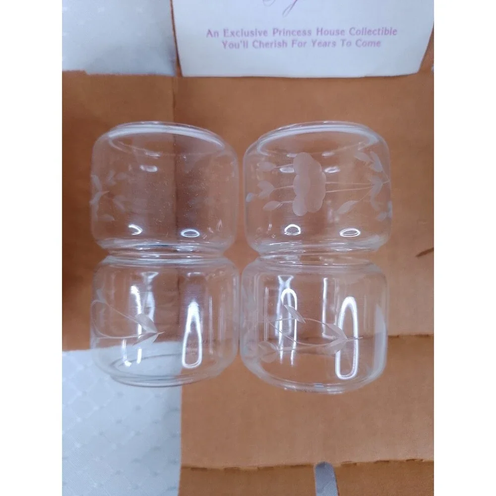 VTG Princess House Heritage Crystal Napkin Rings Set of 4 #405 NIB Handblown